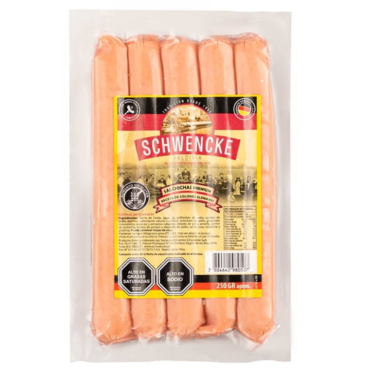 Salchicha Tradicional Sin Piel 5 Un 250 gr Schwencke