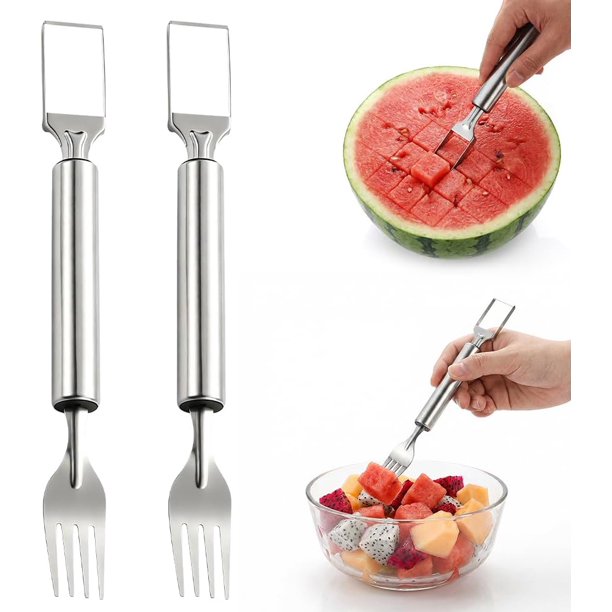 Cortador sandía 2 en 1 tenedor doble cabezal fruta hogar cocina fiesta