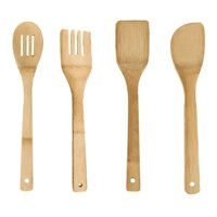 Genérico - Set Cucharas De Palo Madera 4U