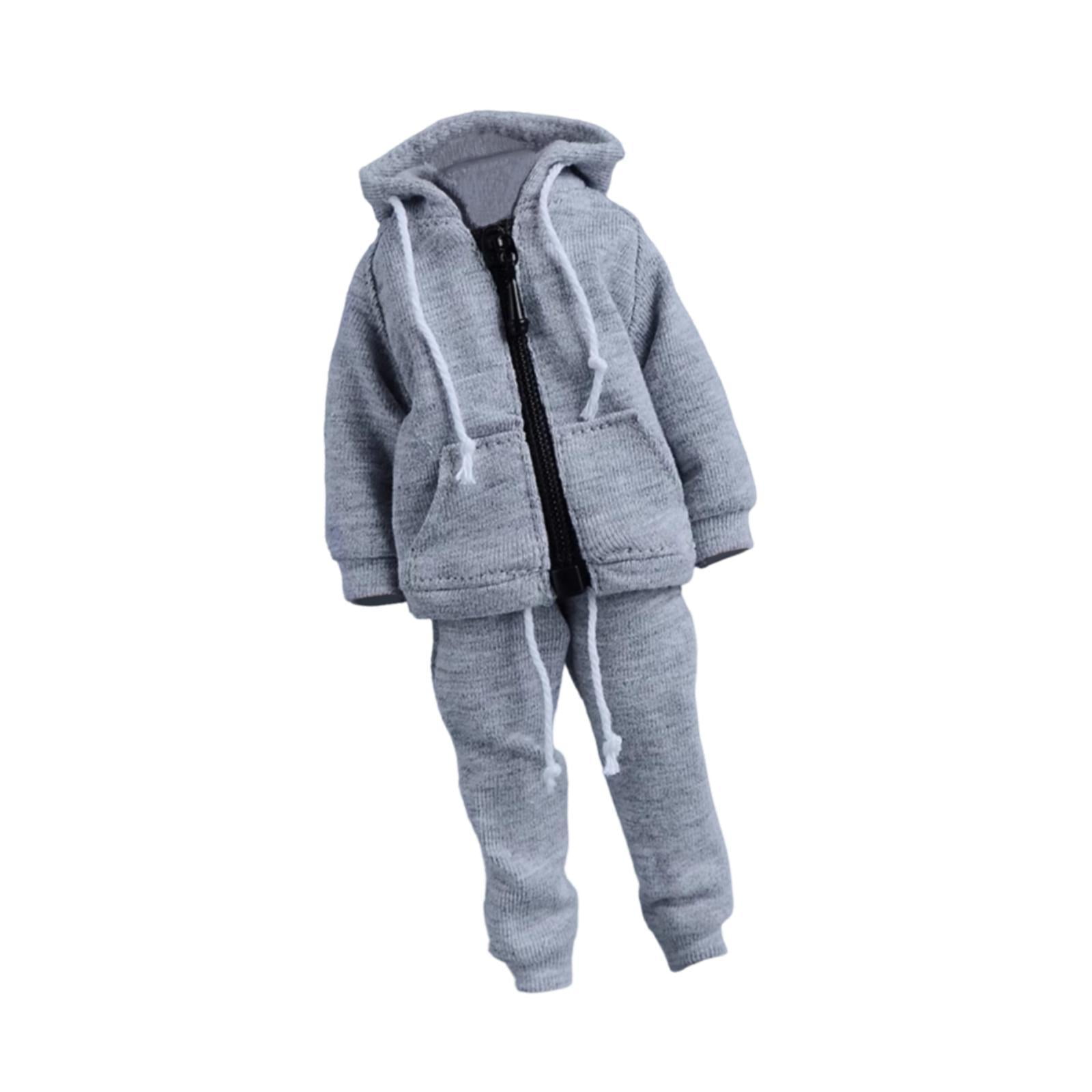 Magideal - Figura De Acción A Escala 1/12, Ropa, Disfraz, Sudadera Con Capucha Y Pantalones, Traje Deportivo Diario De Moda, Miniatura Para Figuras De Acción De Gris