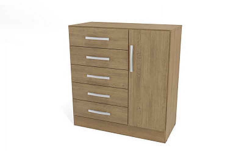 Cómoda Yardas Beatriz Nogal 5 Cajones 1 Puerta