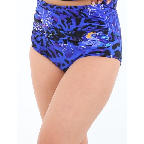 Samia - Bikini Calzón Pin Up Drapeado Estampado Azul