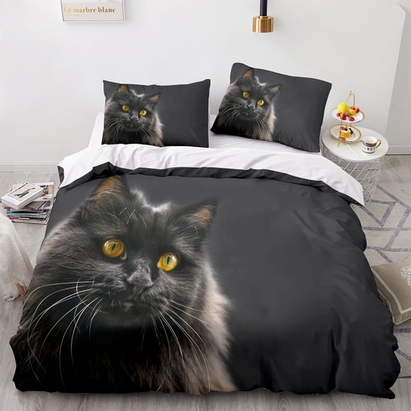 Black cat Bedding Set Single Twin Full Queen King Size Cute cat Bed Set Aldult Kid Bedroom Duvetcover Sets 3D Pet Bed Sheets