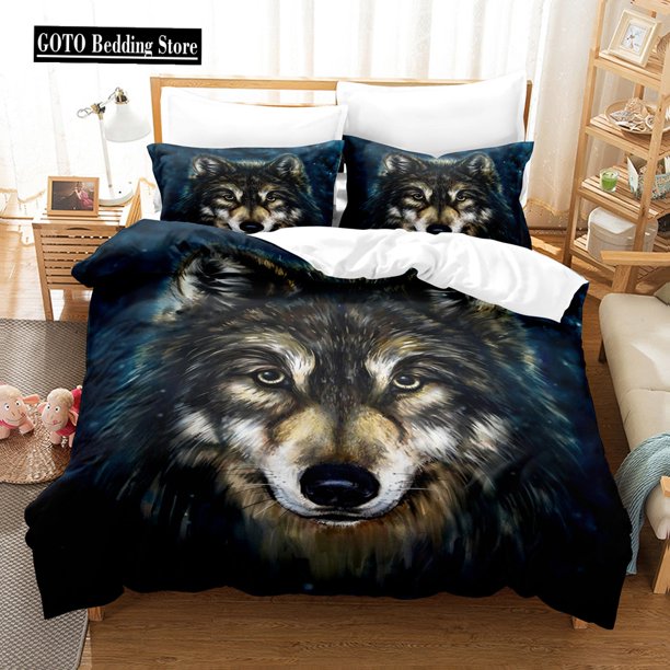 v565 Bed Sheets wolf bed cover set Adults Winter Duvet Cover Sets Kids,twin Full Queen King Bedroom Set Home Textile housse de couette 3-Piece Bedding Set (1 Duvet Cover + 2 Pillow Shams) Bed Sheets j