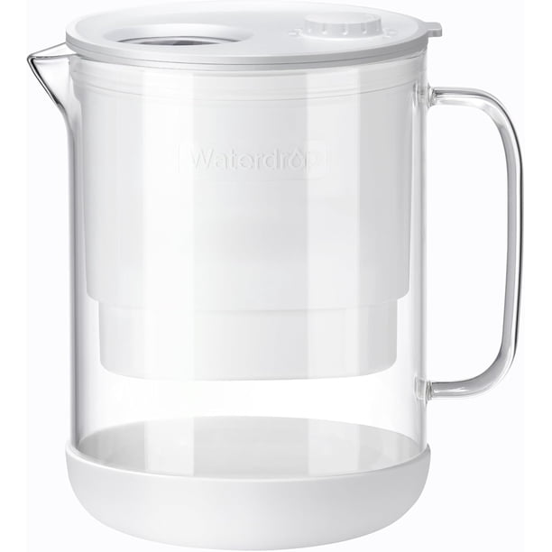 Filtro de agua en forma de jarra Waterdrop de vidrio para 7 tazas con 1 filtro, color blanco