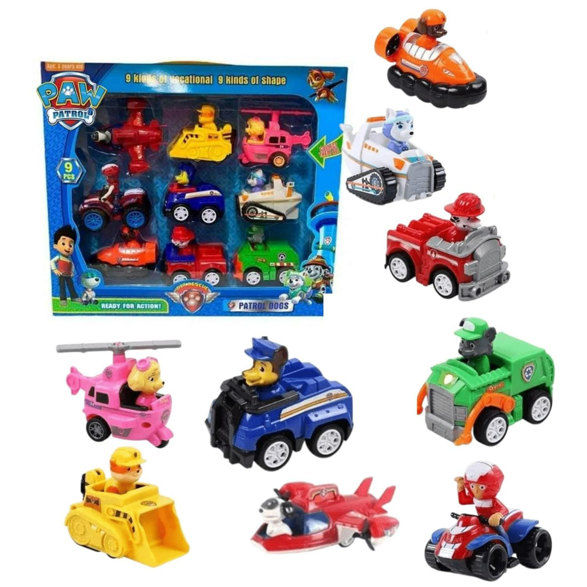 Pack 9 Autos Paw Patrol A Fricción Cachorros Desmontabe Coral