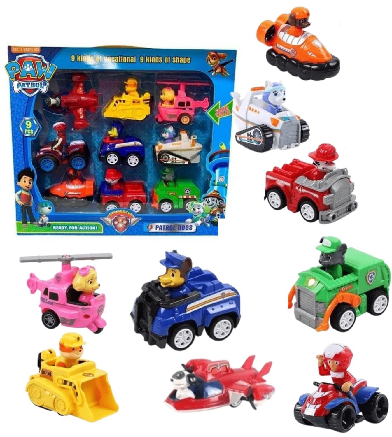 Pack 9 Autos Paw Patrol A Fricción Cachorros Desmontabe Coral