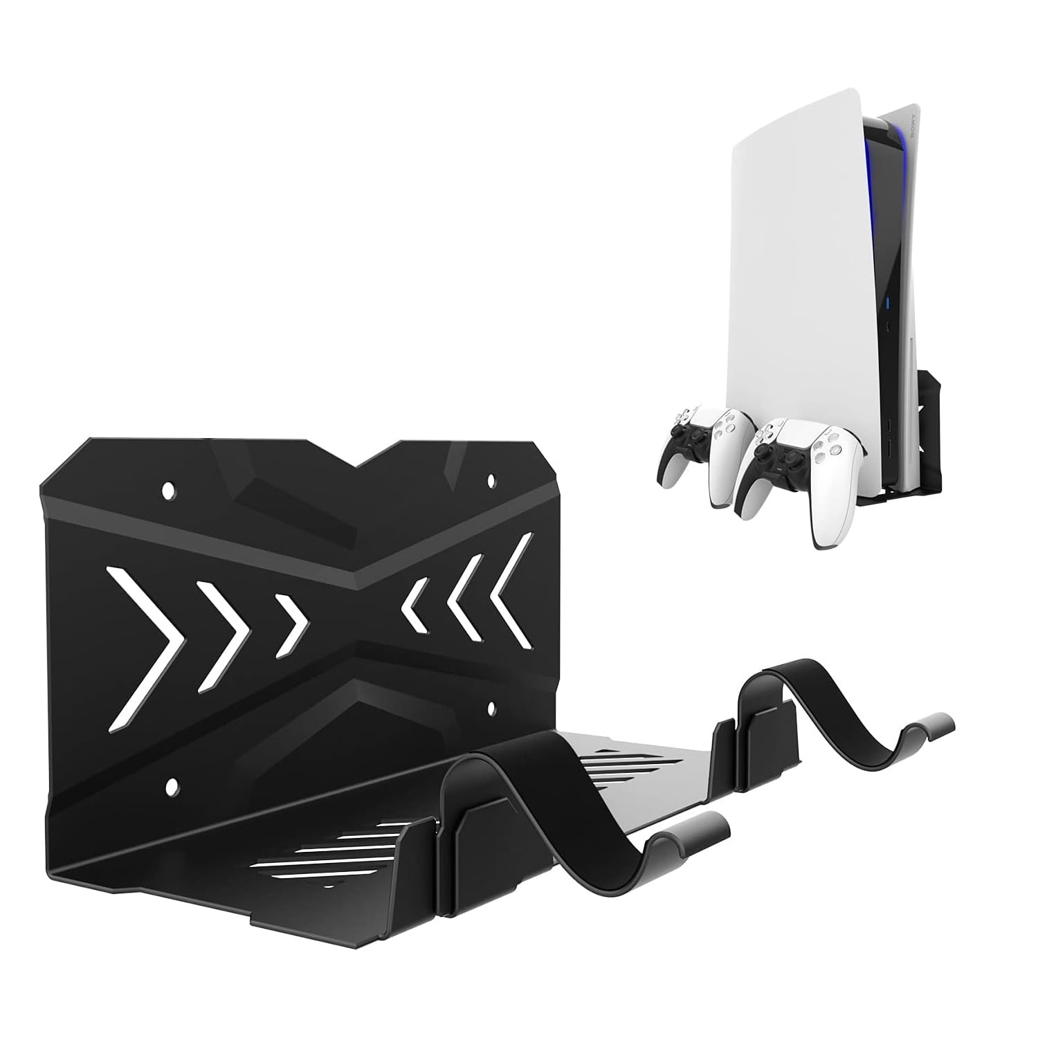 Genérico - Soporte De Pared Para Ps5 - Compatible Con La Consola Playstation 5 Edición Digital/disco Con Soporte Para 2 Controladores