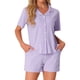 thumbnail image 1 of Conjunto de Pijama de Algodón 100% para Mujer de INSPIRE CHIC Manga Corta con Botones, Ropa de Dormir con Bolsillos y Shorts con Cintura Elástica XL Púrpura, 1 of 6