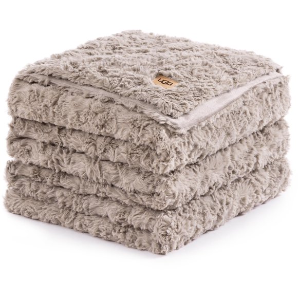 Manta UGG 279x228 cm Pelaje Sintético Marrón Oyster King