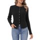 thumbnail image 1 of INSPIRE CHIC Cárdigan Suéter para Mujer de Manga Larga con Botones Casual Corto de Punto Acanalado M Negro, 1 of 6
