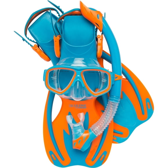 Set de esnórquel Cressi Rocks Kids Azul/Naranja S/M