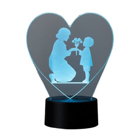 Lampara Ilusion 3D Madre E Hijo Ii De 7 Colores, Base Touch