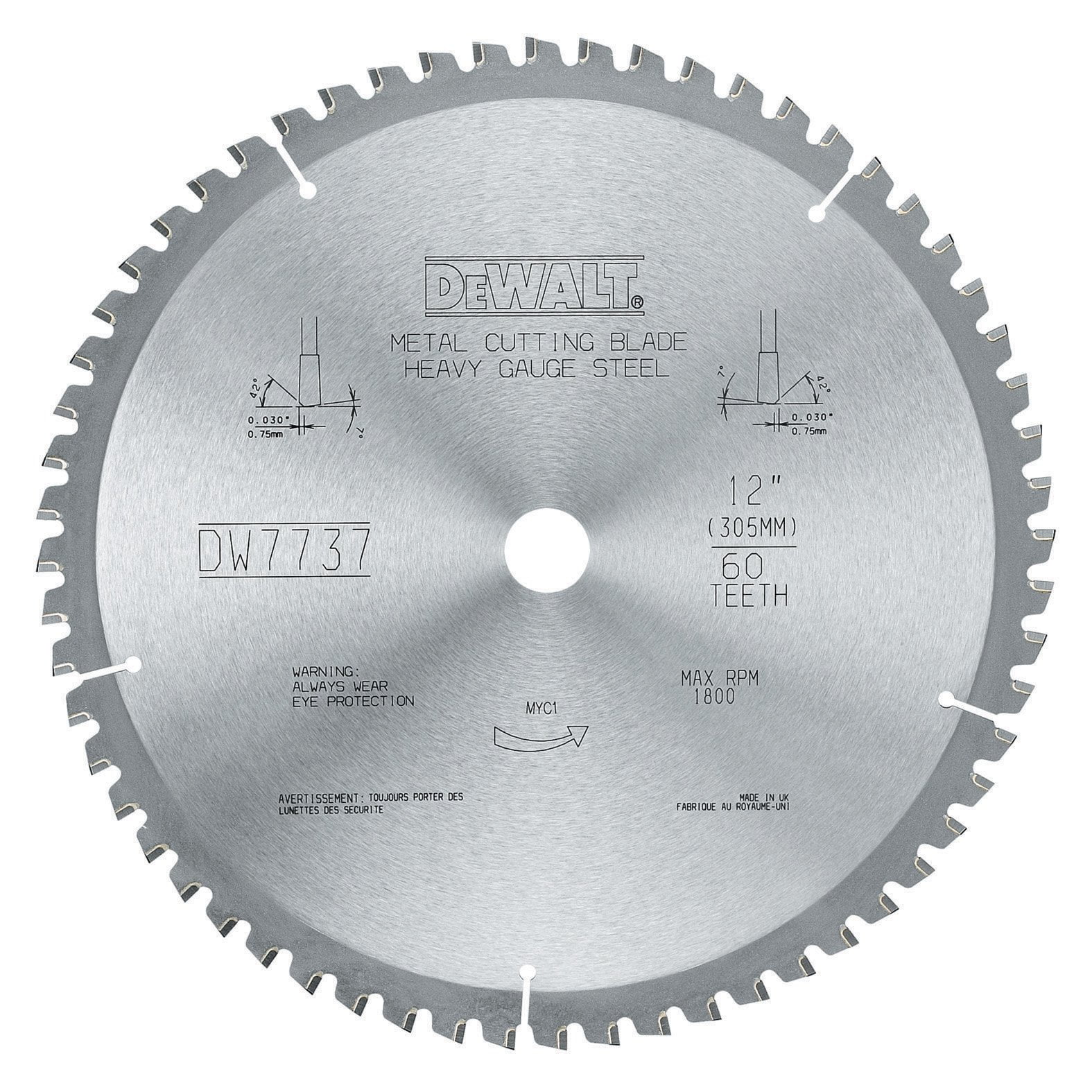 Dewalt - Hoja De Sierra Dwa7737 60 Dientes Para Metales Ferrosos 30 Cm