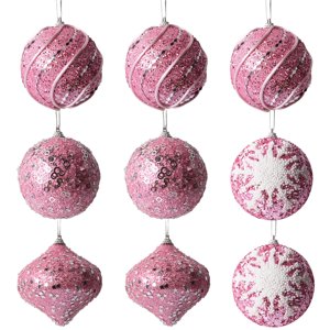 Bothyi - 9 Piezas De Adornos De Bolas Rosas Para Árbol De Navidad Para Centros De Mesa Versátiles