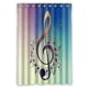 thumbnail image 1 of Cortina de ducha con notas musicales de colores brillantes y ganchos, tamaño 48 x 72 pulgadas, 1 of 3