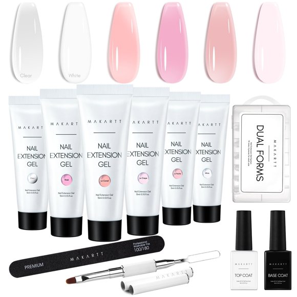 Kit de gel de uñas de polietileno Makartt con 6 colores más base y capa superior