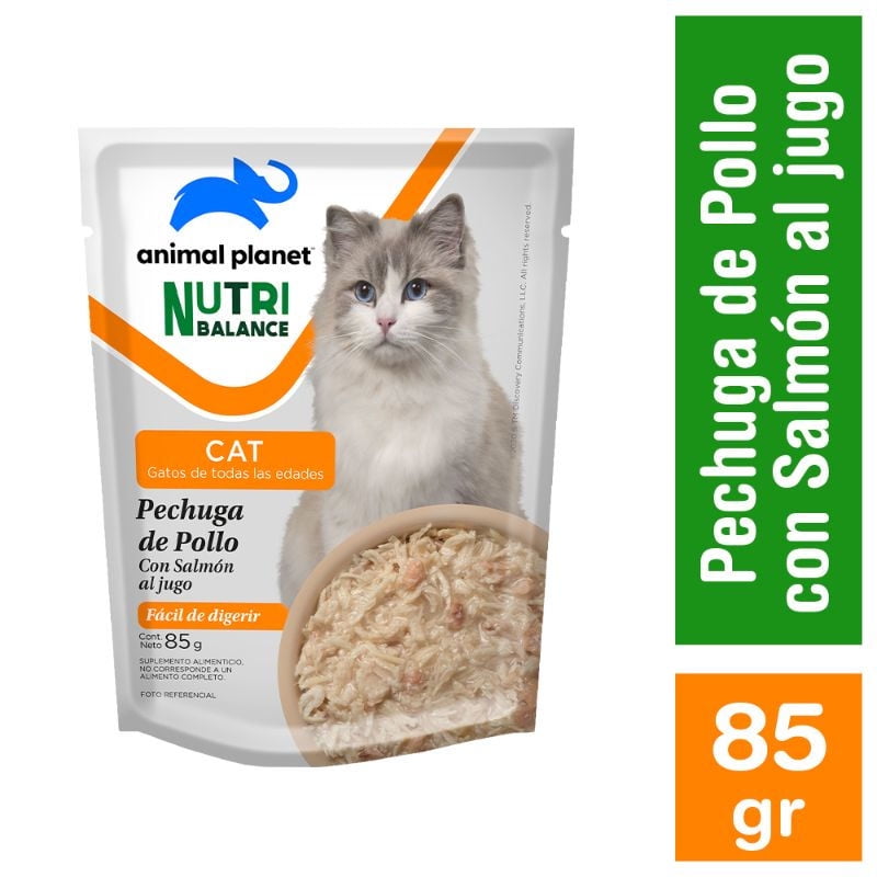 Alimento Húmedo Gato Adulto Sabor Pechuga De Pollo Con Salmón Al Jugo Pouch 85 g Animal Planet