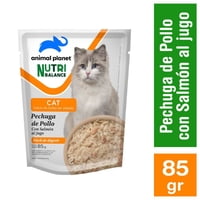 Alimento Húmedo Gato Adulto Sabor Pechuga De Pollo Con Salmón Al Jugo Pouch 85 G Animal Planet