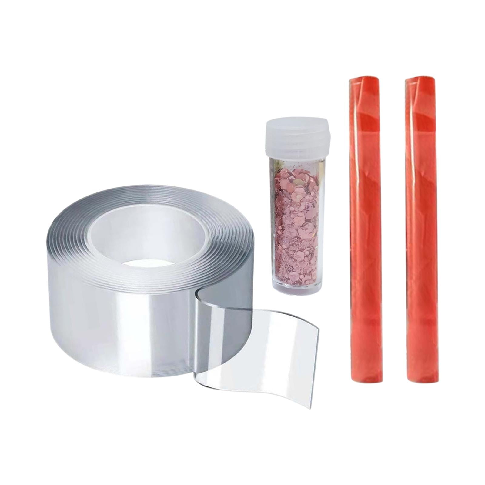 Magideal - Cinta De Doble Cara Para Hacer Burbujas Con Pajitas Y Lentejuelas, Ideal Para Manualidades, Impermeable, Creativa, Transparente, Hecha A Mano, Juguete Educativo Para Adultos. 2mmx3cmx5metros