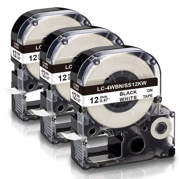 Cinta de etiquetas Absonic de repuesto para Epson LK-4WBN LabelWorks