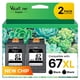 thumbnail image 1 of Cartucho de tinta Valuetoner 67XL negro, paquete de 2, alto rendimiento, 1 of 5