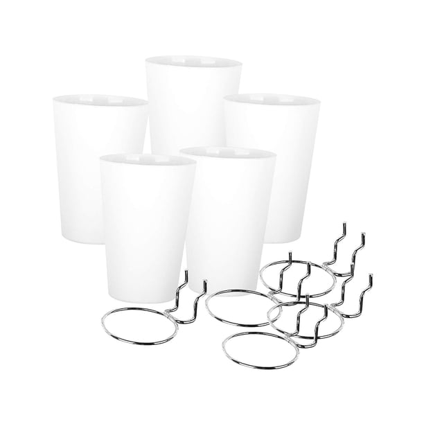 5 contenedores de tablero perforado con ganchos, tazas con anillos, fáciles de instalar para diversas herramientas, accesorios de almacenamiento, cest Blanco