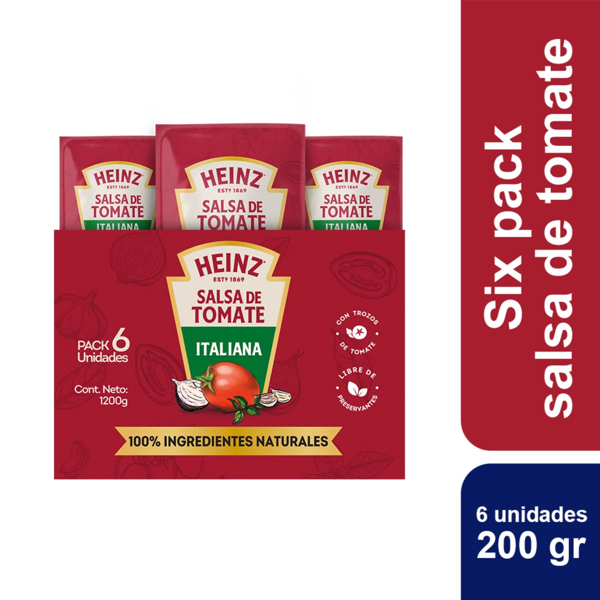 Salsa De Tomate Italiana Pack 6 Un Bolsa 200 g Heinz