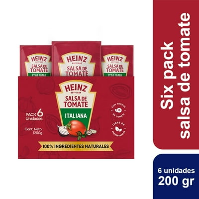 Salsa De Tomate Italiana Pack 6 Un Bolsa 200 G Heinz
