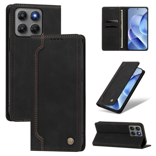 Funda Billetera para Motorola Moto G47 Imán y Resistente Negro