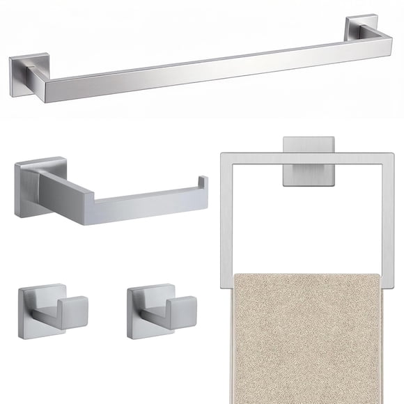 Juego de barra de toallas JOPOFI 60 cm níquel cepillado - 5 piezas