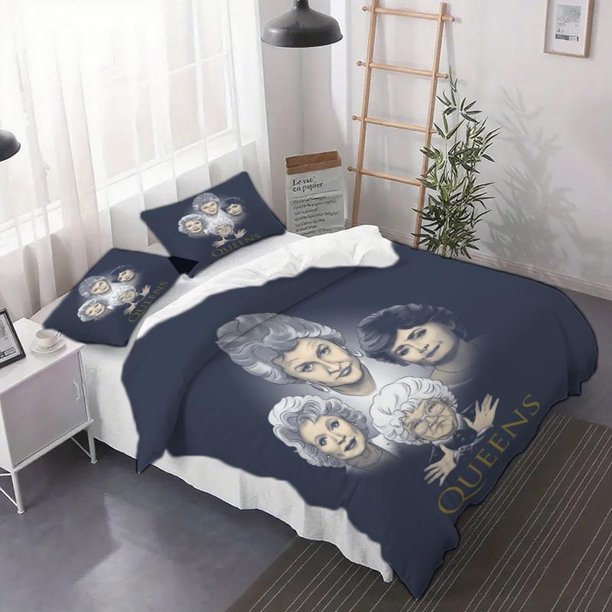 3pcs Golden Girl QUEENS Themed Duvet Cover Set - This Set Includes a Duvet Cover And Pillowcases s Bedding