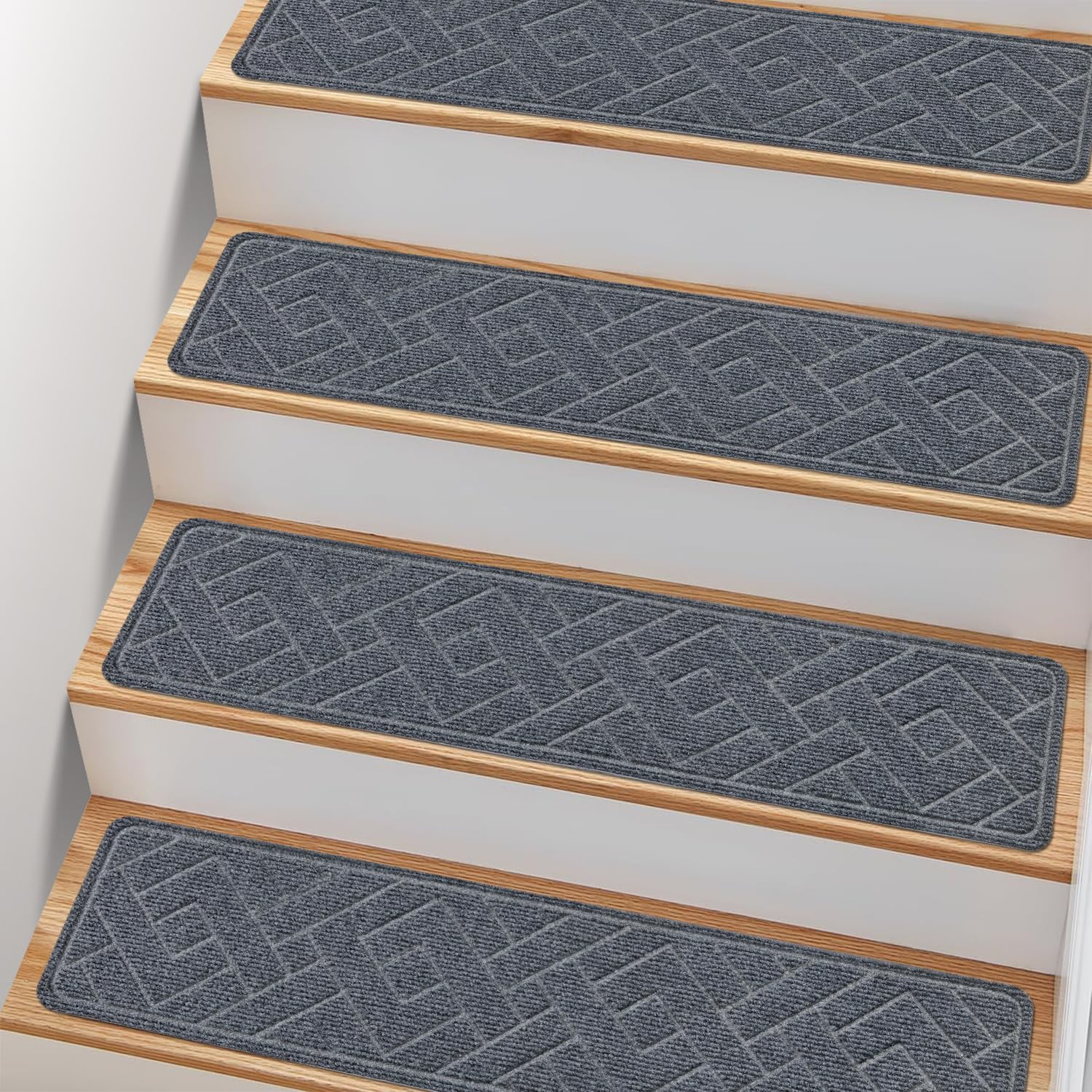 Pattengo Alfombrillas Antideslizantes Para Escalones, 15 Unidades, 20 X 76 Cm, Alfombra Para Escaleras