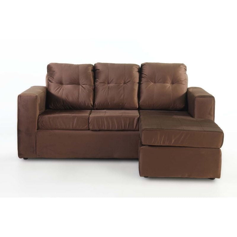 Kea - Sofá Modular Rodas 3 Cuerpos Felpa Café