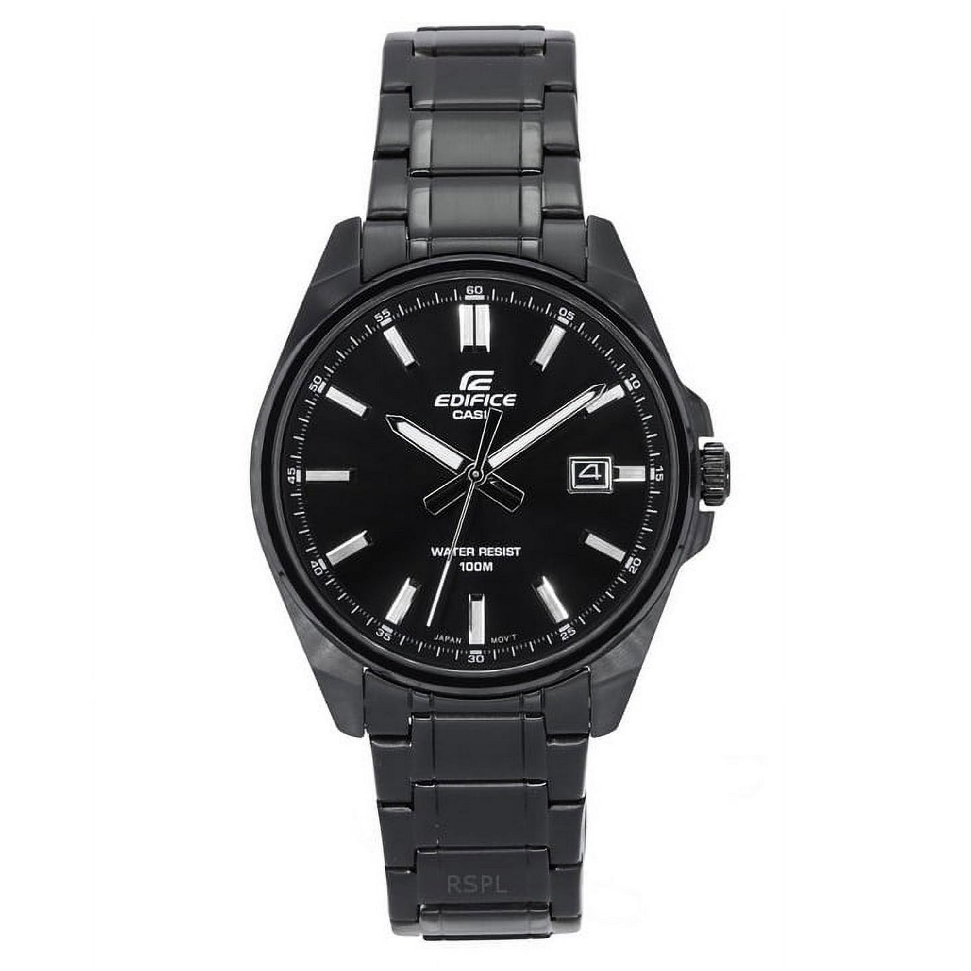 Casio - Reloj Edifice Análogo Tono Negro Acero Inoxidable Esfera Negra Cuarzo Efv-150dc-1a 100m Para Hombre