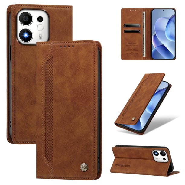 Funda Billetera para Honor 600 Smart Imán y Resistente Marrón