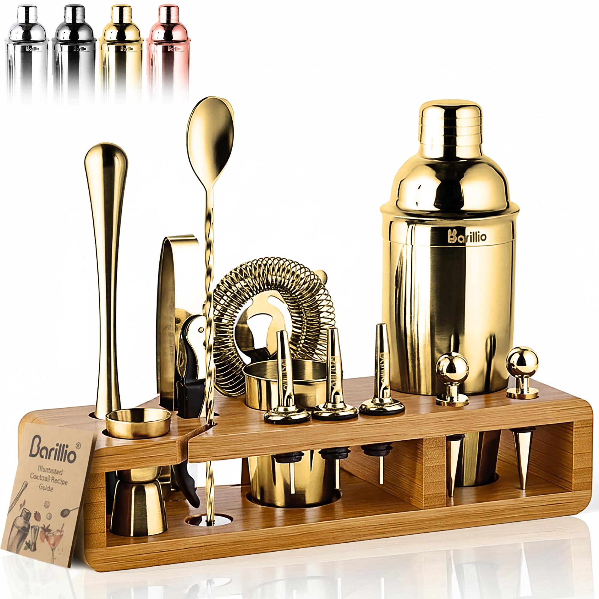 Kit De Bartender Barillio Gold De 23 Piezas En Acero Inoxidable