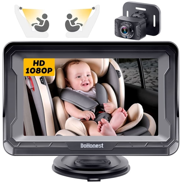 Cámara de coche para bebés DoHonest HD 1080P con monitor orientado hacia atrás