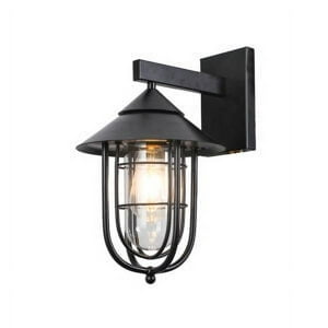 Genérico - Apliqué Farol Moderno Porta E-27 Negro Incluye Ampolleta