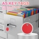 thumbnail image 4 of Uxcell 50 piezas de etiquetas clave de borde metálico, etiquetas de papel redondas en blanco, identificadores de llavero escribibles a granel con anillos partidos, rojo, 4 of 7