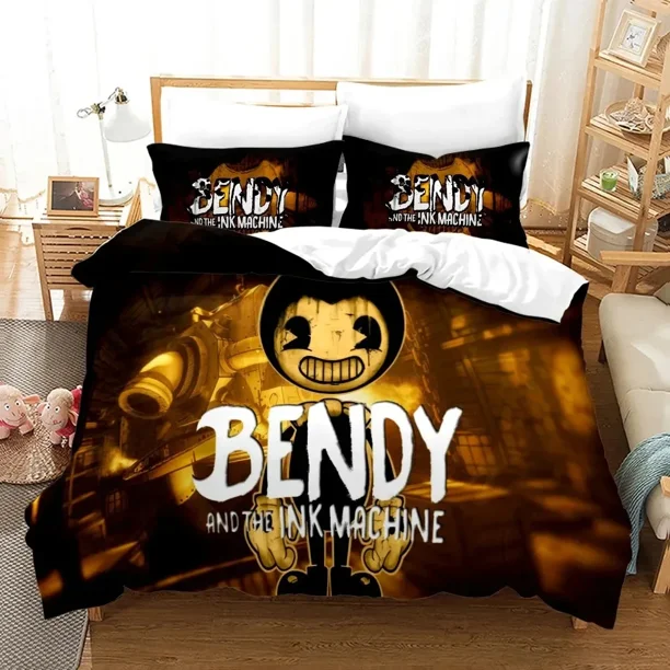 Bendy N Ink Machine Bedding Set Duvet Cover Bed Set Quilt Cover Pillowcase Comforter Size Boys Adult Bed Sheets