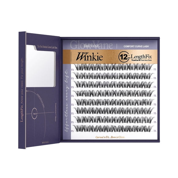 Pestaña postiza GlowVane 12 mm estilo Wispy Winkie con banda curva
