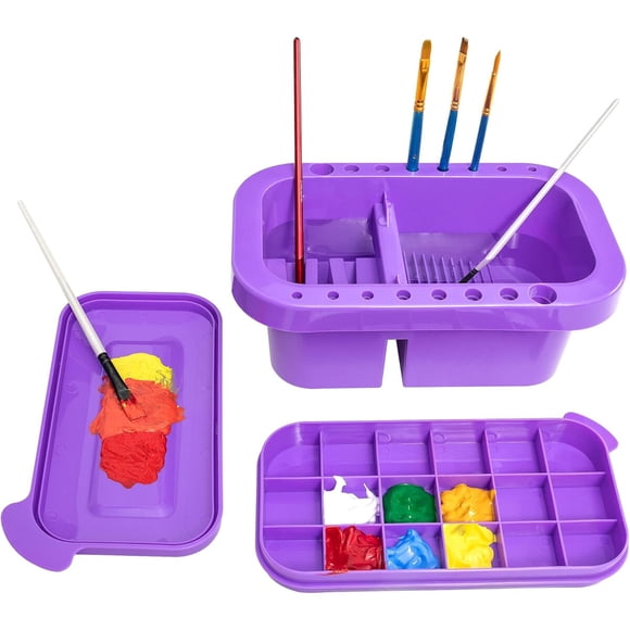 Organizador de Pinceles MyLifeUNIT Morado 16 Orificios 3 Secciones