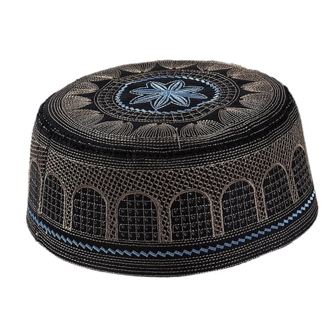 Bothyi - Sombrero De Oración Árabe Omaní Turco Sombrero Bordado Para 58Cm Negro
