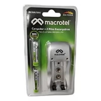 Macrotel - Cargador De Pila Con 2 Pilas Recargables Doble Aa