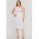 thumbnail image 5 of Saronite Vestido Midi Ajustado de un Solo Hombro con Fruncido, Sexy y Liso, Blanco (Talla Grande para Mujer), 5 of 5