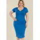 thumbnail image 1 of Vestido Midi Ajustado Con Cuello Dividido Y Talla Grande, 1 of 5