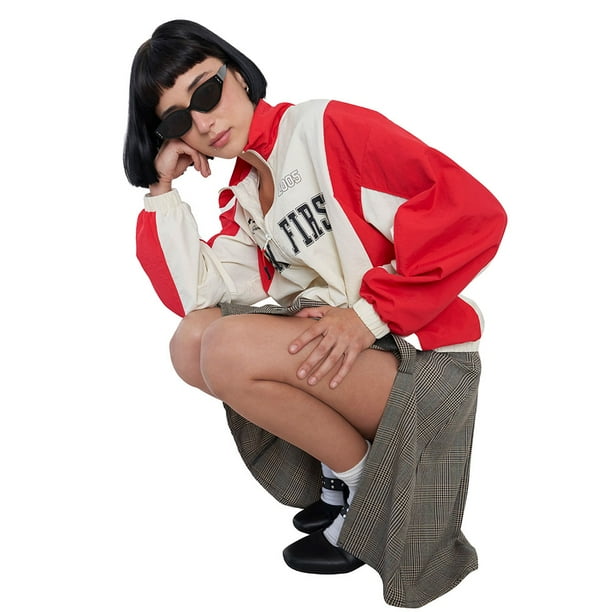 Chaqueta Mujer Bicolor Ecru/Rojo Corona