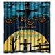 thumbnail image 1 of Cortina de ducha de baño con diseño de calabaza, espantapájaros, murciélago y sangre, con ganchos, tamaño 66 x 72 pulgadas, 1 of 3