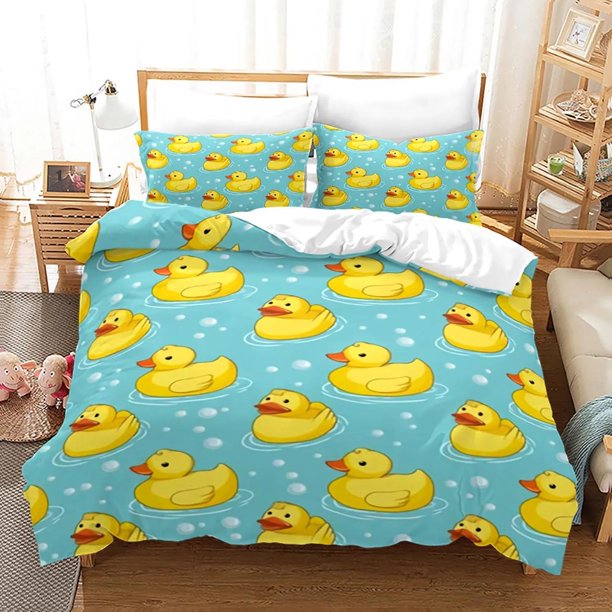v987 Bed Sheets Bedding Set Single Twin Full Queen King Size Little duck Bed Set Aldult Kid Bedroom Duvetcover Sets 3-Piece Bedding Set (1 Duvet Cover + 2 Pillow Shams) Bed Sheets ju987